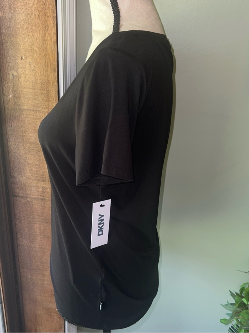 DKNY Black Liquid Jersey Tee - Picture 2 of 6